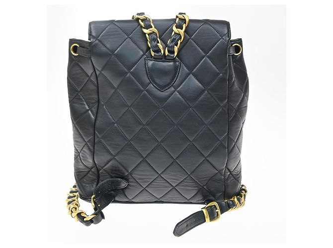 Chanel Duma Drawstring Quilted Leather Small Blu navy - vista 2