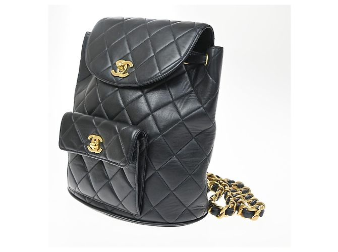 Chanel Duma Drawstring Quilted Leather Small Blu navy - vista 3