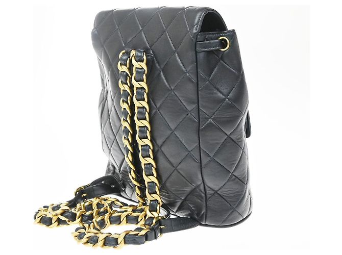Chanel Duma Drawstring Quilted Leather Small Blu navy - vista 4