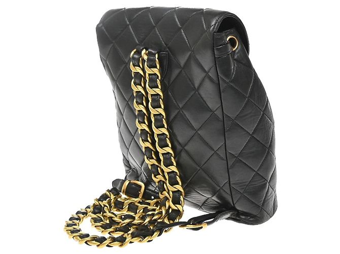 Chanel Duma Drawstring Quilted Leather Small Nero - vista 4