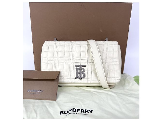 Carteira com corrente Burberry Lola em couro acolchoado Cru - vista 2