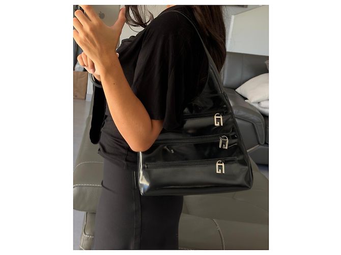 Borsa Gucci Triple G Zip in pelle verniciata nera Nero - vista 12