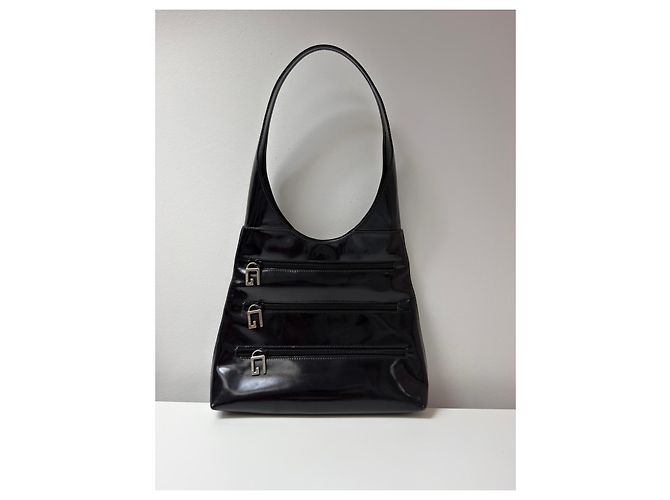 Borsa Gucci Triple G Zip in pelle verniciata nera Nero - vista 2