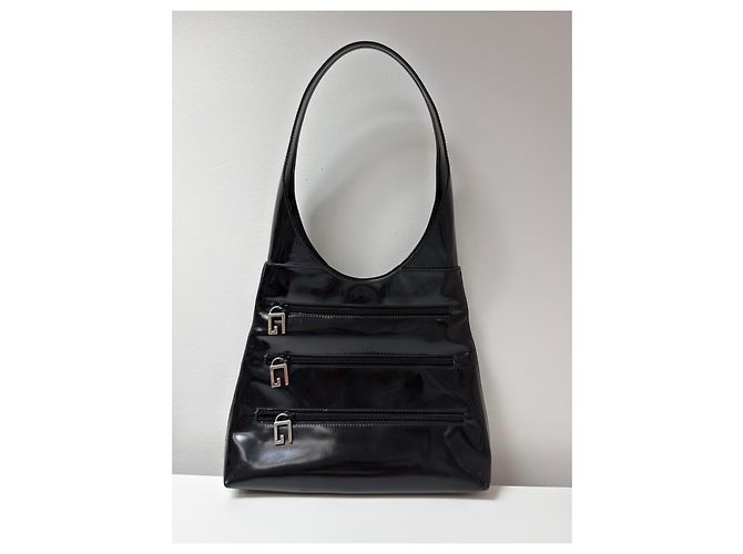 Borsa Gucci Triple G Zip in pelle verniciata nera Nero - vista 3
