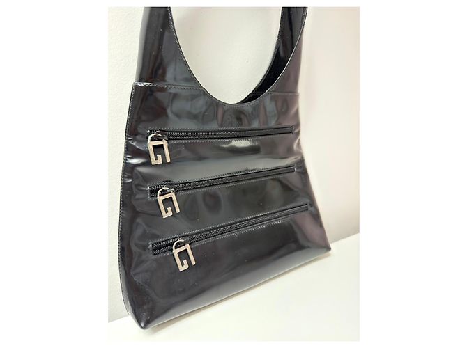 Borsa Gucci Triple G Zip in pelle verniciata nera Nero - vista 4