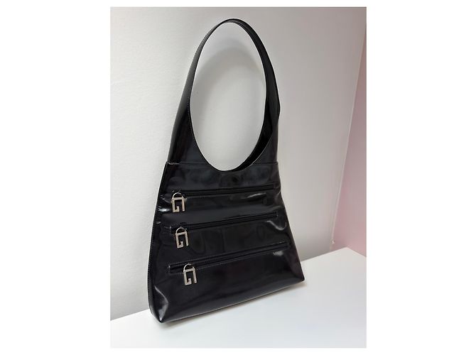 Borsa Gucci Triple G Zip in pelle verniciata nera Nero - vista 8