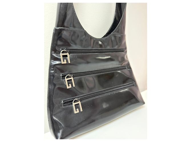 Borsa Gucci Triple G Zip in pelle verniciata nera Nero - vista 9