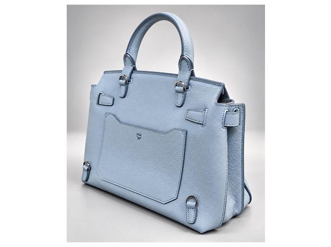 Bolso de mano MCM de cuero en azul claro - vista 3