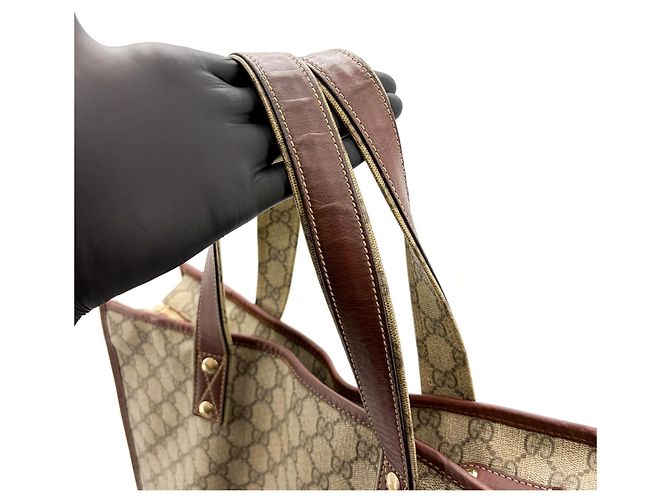 Gucci Ophidia Shopping GG Coated Canvas Medium Marrone - vista 7
