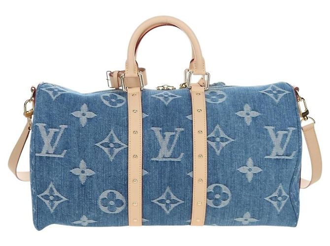 Louis Vuitton Keepall Bandouliere Limited Edition Monogram Watercolor Stripes Denim 50 Azul - vista 2