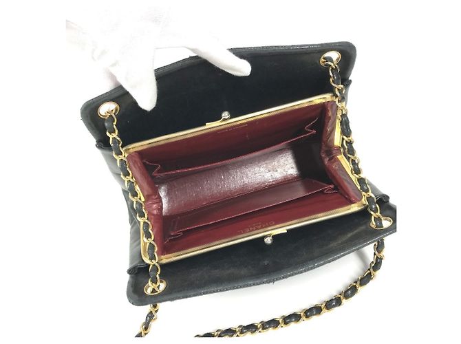 Timeless Chanel Vintage CC Coco Mark Logo Kettentasche Schwarz Golden - Ansicht 12