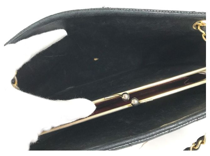 Timeless Chanel Vintage CC Coco Mark Logo Kettentasche Schwarz Golden - Ansicht 14