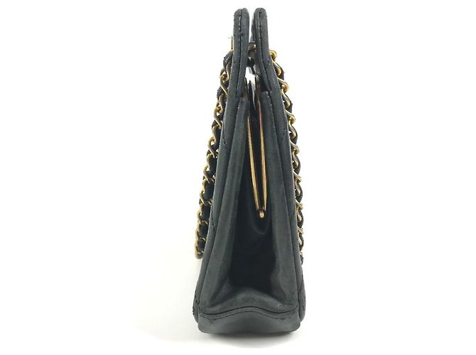 Timeless Chanel Vintage CC Coco Mark Logo Kettentasche Schwarz Golden - Ansicht 3
