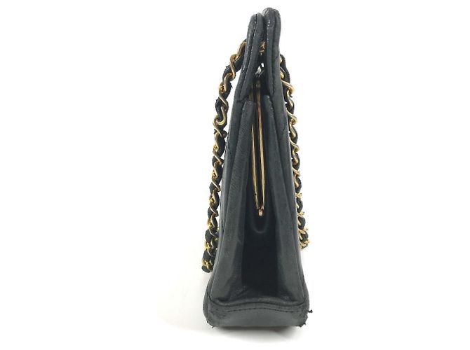 Timeless Chanel Vintage CC Coco Mark Logo Kettentasche Schwarz Golden - Ansicht 4