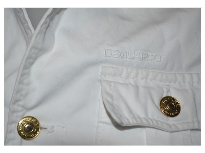 Dsquared2 White Cotton Military Jacket with Gold Buttons - view 3