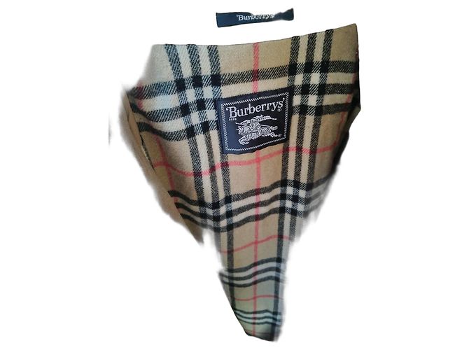 Burberrys Vintage Nova Check Lined Wool Coat Brown Beige - view 2