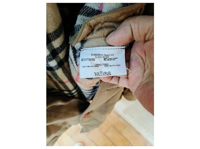 Burberrys Vintage Nova Check Lined Wool Coat Brown Beige - view 4
