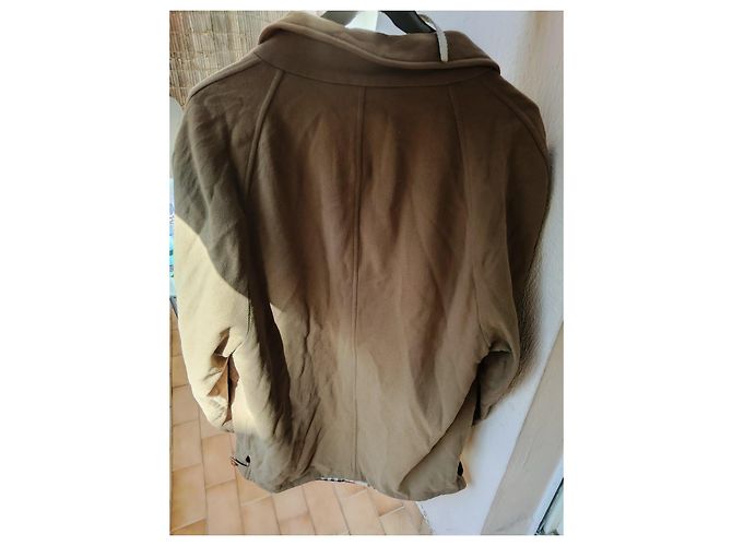 Burberrys Vintage Nova Check Lined Wool Coat Brown Beige - view 6