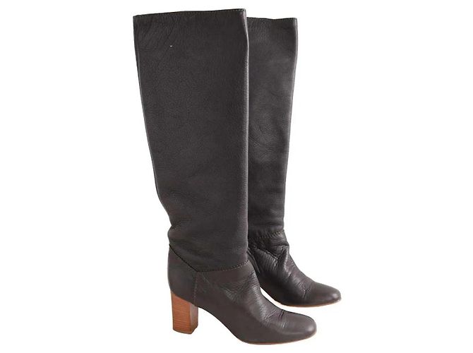 Botas de couro pretas Chloé Preto - vista 3