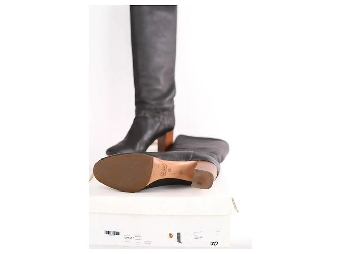Botas de couro pretas Chloé Preto - vista 6