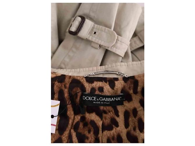 Trench coat bege de algodão Dolce & Gabbana - vista 5