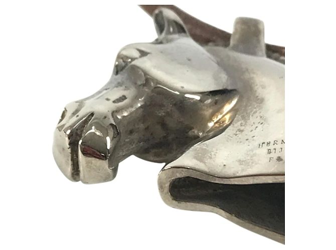 Hermès Hermes Cheval Horse Accessory Choker Marrone Argento - vista 11