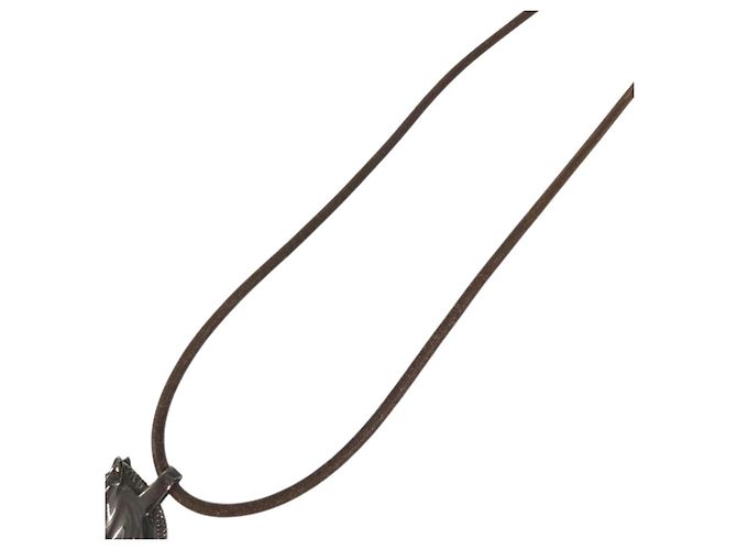 Hermès Hermes Cheval Horse Accessory Choker Marrone Argento - vista 15