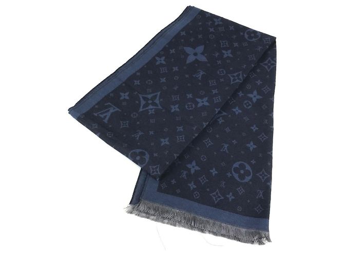 Sciarpa in lana e seta Monogram Louis Vuitton Blu Monogramma - vista 2