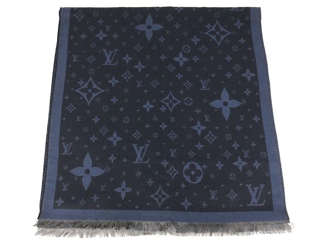 Sciarpa in lana e seta Monogram Louis Vuitton Blu Monogramma - vista 3