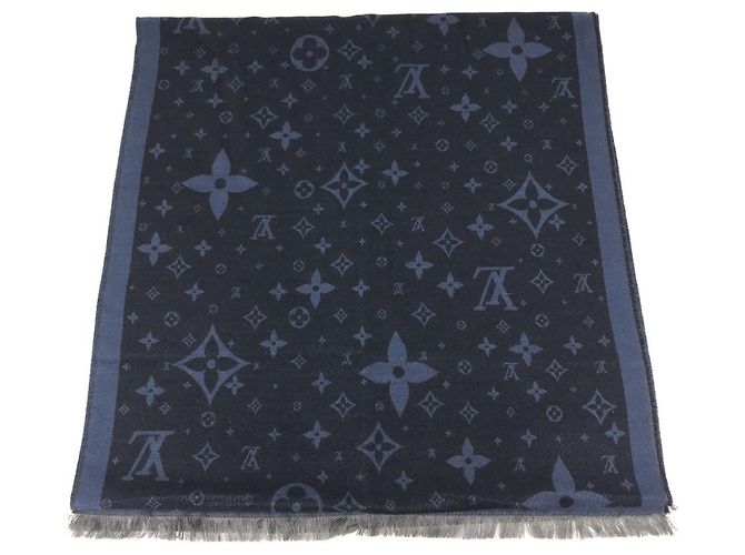 Sciarpa in lana e seta Monogram Louis Vuitton Blu Monogramma - vista 4