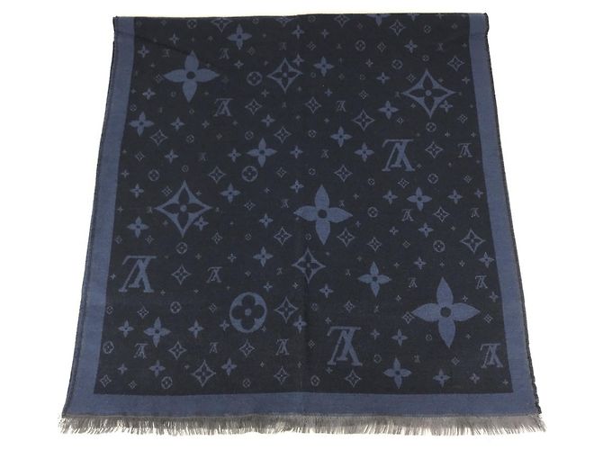 Sciarpa in lana e seta Monogram Louis Vuitton Blu Monogramma - vista 5