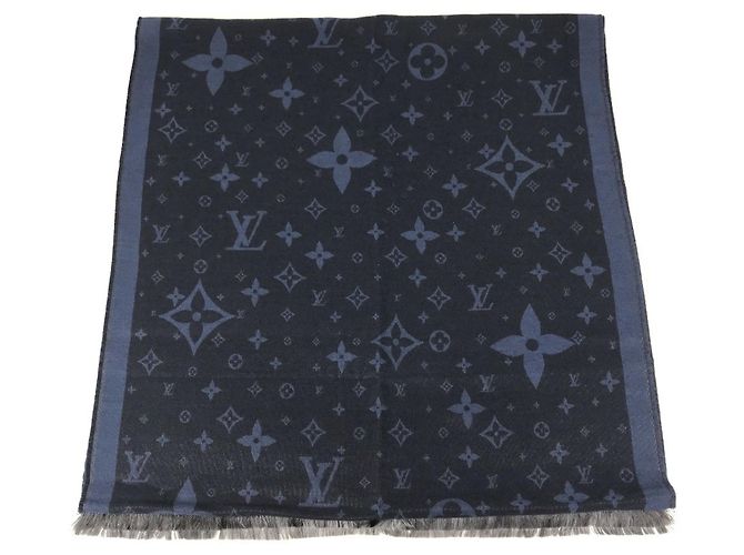 Sciarpa in lana e seta Monogram Louis Vuitton Blu Monogramma - vista 6