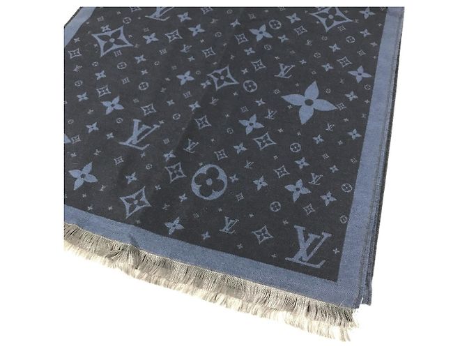Sciarpa in lana e seta Monogram Louis Vuitton Blu Monogramma - vista 7