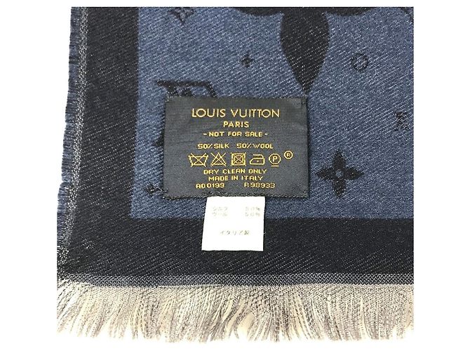 Sciarpa in lana e seta Monogram Louis Vuitton Blu Monogramma - vista 9