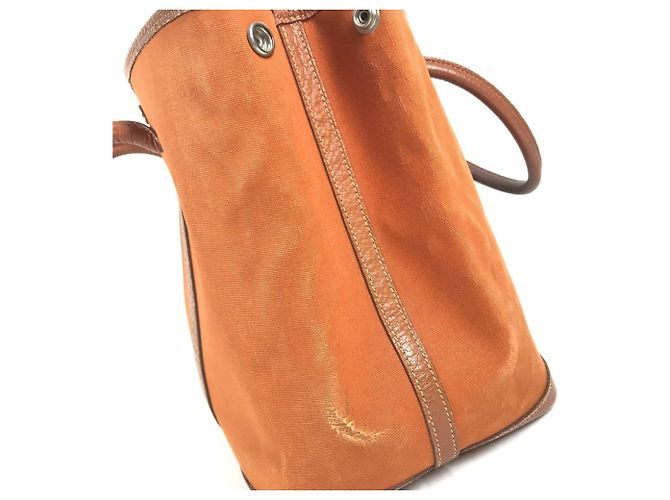 Borsa a spalla in pelle e tela Garden Party PM di Hermès Arancione - vista 10