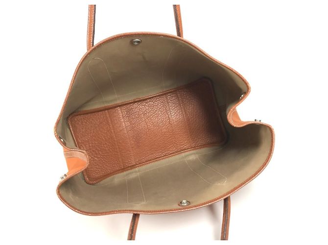 Borsa a spalla in pelle e tela Garden Party PM di Hermès Arancione - vista 11