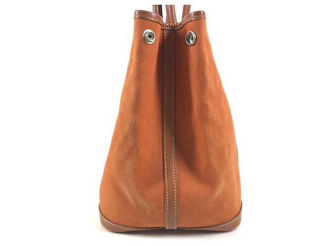 Borsa a spalla in pelle e tela Garden Party PM di Hermès Arancione - vista 3