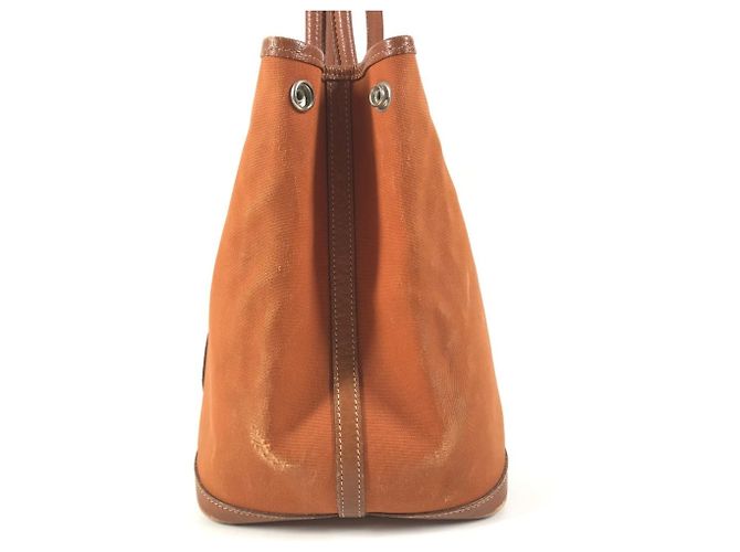 Borsa a spalla in pelle e tela Garden Party PM di Hermès Arancione - vista 4
