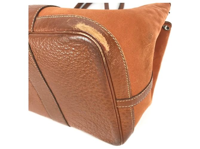 Borsa a spalla in pelle e tela Garden Party PM di Hermès Arancione - vista 6