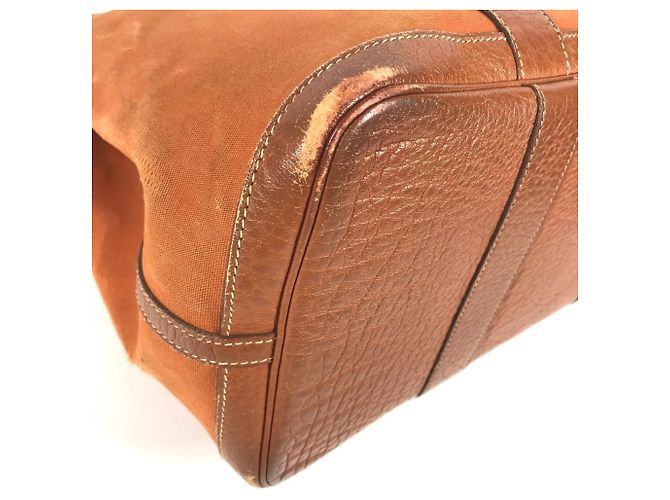 Borsa a spalla in pelle e tela Garden Party PM di Hermès Arancione - vista 7