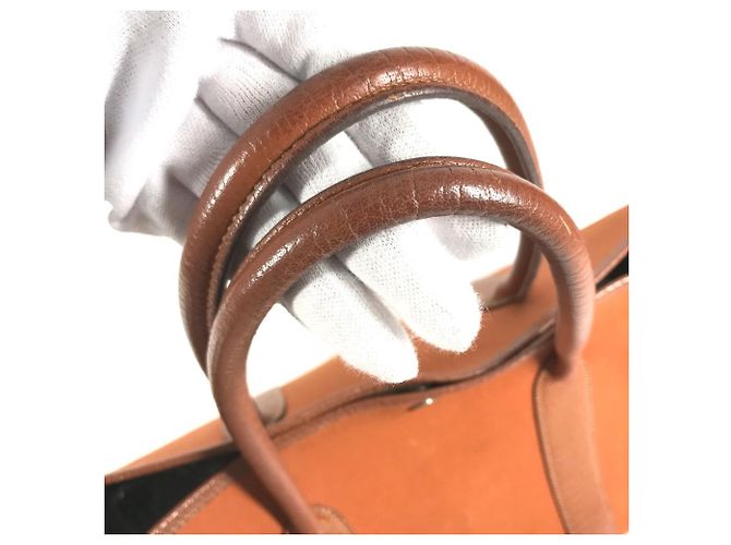 Borsa a spalla in pelle e tela Garden Party PM di Hermès Arancione - vista 8