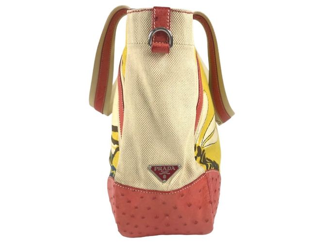 Bolsa de ombro e tote com estampa total da Prada Vermelho Bege Amarelo - vista 4
