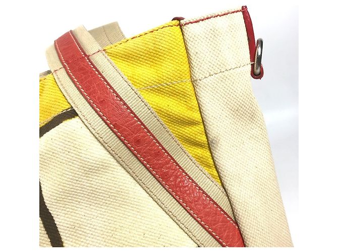 Bolsa de ombro e tote com estampa total da Prada Vermelho Bege Amarelo - vista 9