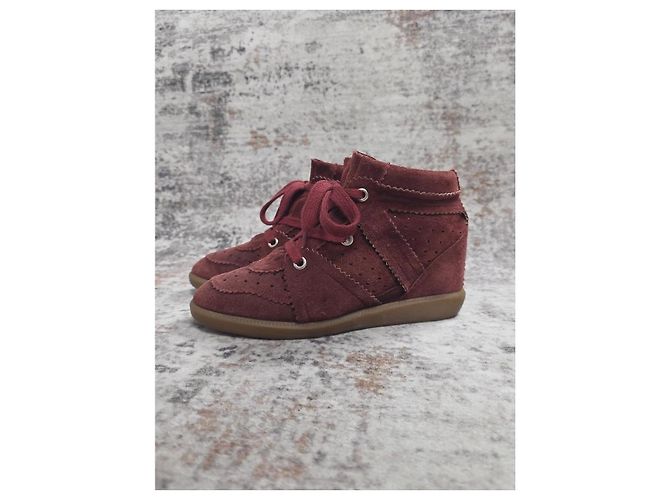 Isabel Marant Bobby High-Top-Sneaker Bordeaux Wildleder - Ansicht 3