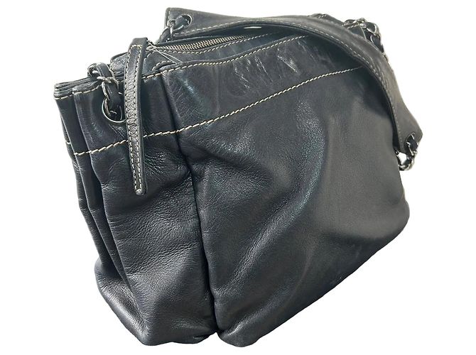 Borsa a tracolla camera accordion Chanel LAX in pelle d'agnello nera 2003/2004 - vista 3