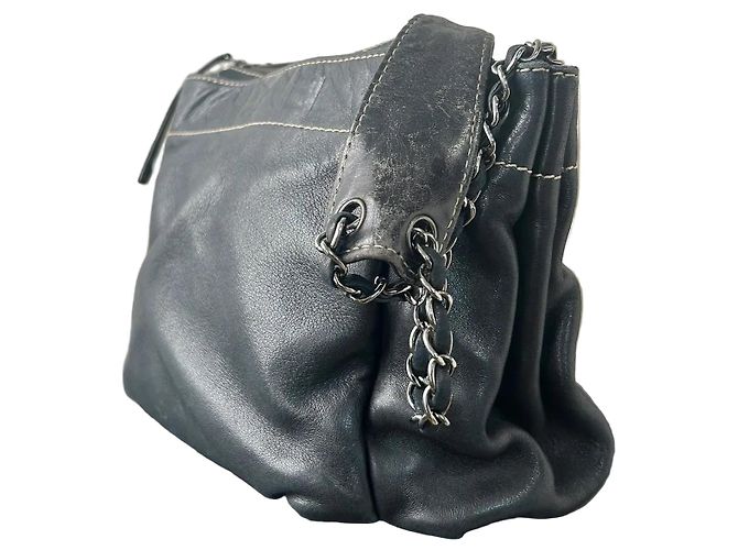 Borsa a tracolla camera accordion Chanel LAX in pelle d'agnello nera 2003/2004 - vista 5