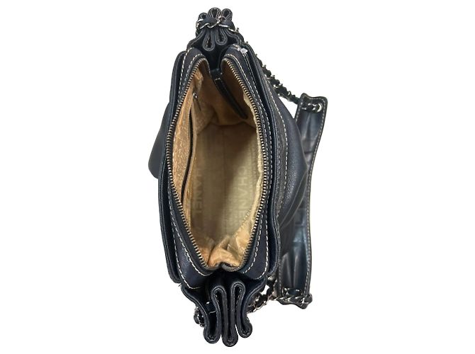 Borsa a tracolla camera accordion Chanel LAX in pelle d'agnello nera 2003/2004 - vista 6