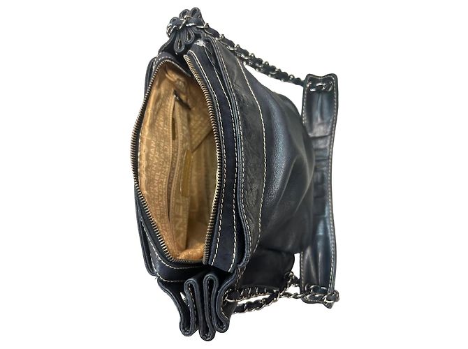 Borsa a tracolla camera accordion Chanel LAX in pelle d'agnello nera 2003/2004 - vista 7