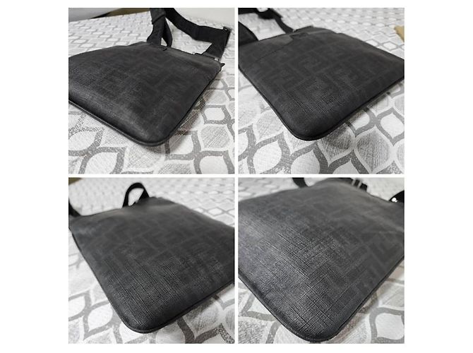 Fendi Borsa Messenger Piatta Zucca Nero/Grigio - vista 10