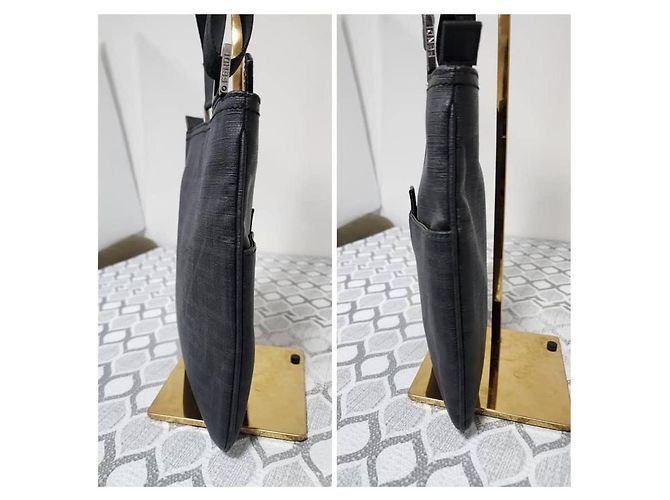 Fendi Borsa Messenger Piatta Zucca Nero/Grigio - vista 5